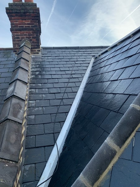 Before and After of New Slate Roof